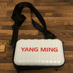Source Unknown White Yang Ming Crossbody Bag with Black Strap